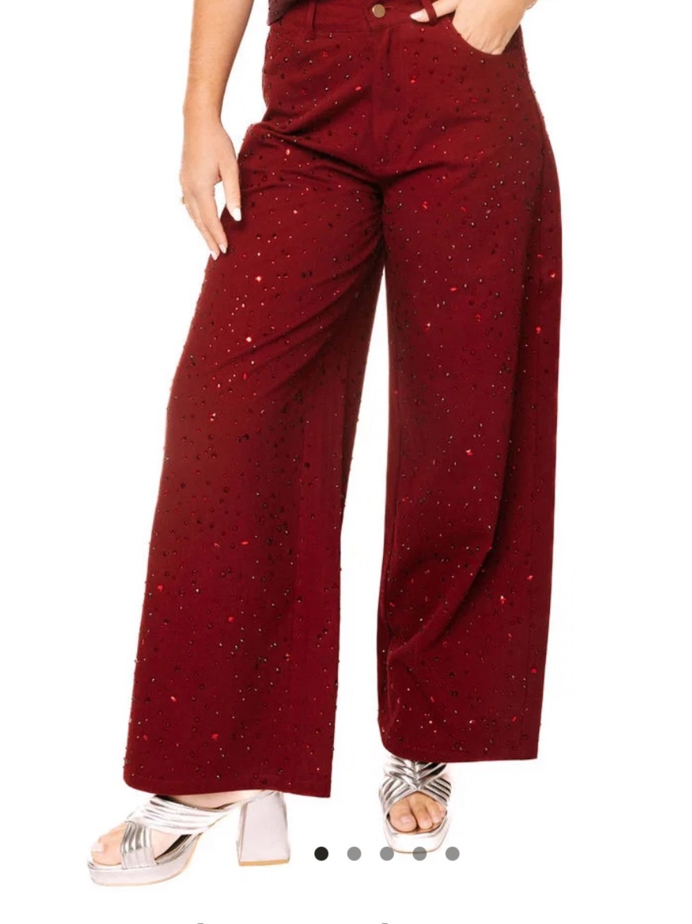 Queen of Sparkles Maroon Rhinestone Jeans